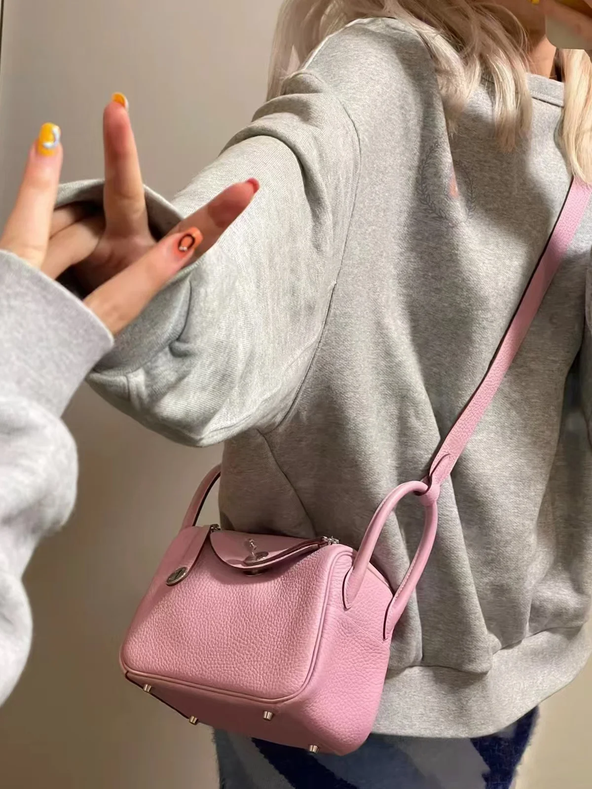 

Genuine Leather Lindy Handbag Top Layer Cowhide Crossbody Single oulder Versatile Doctor Bag Medicine Box Women's Trendy