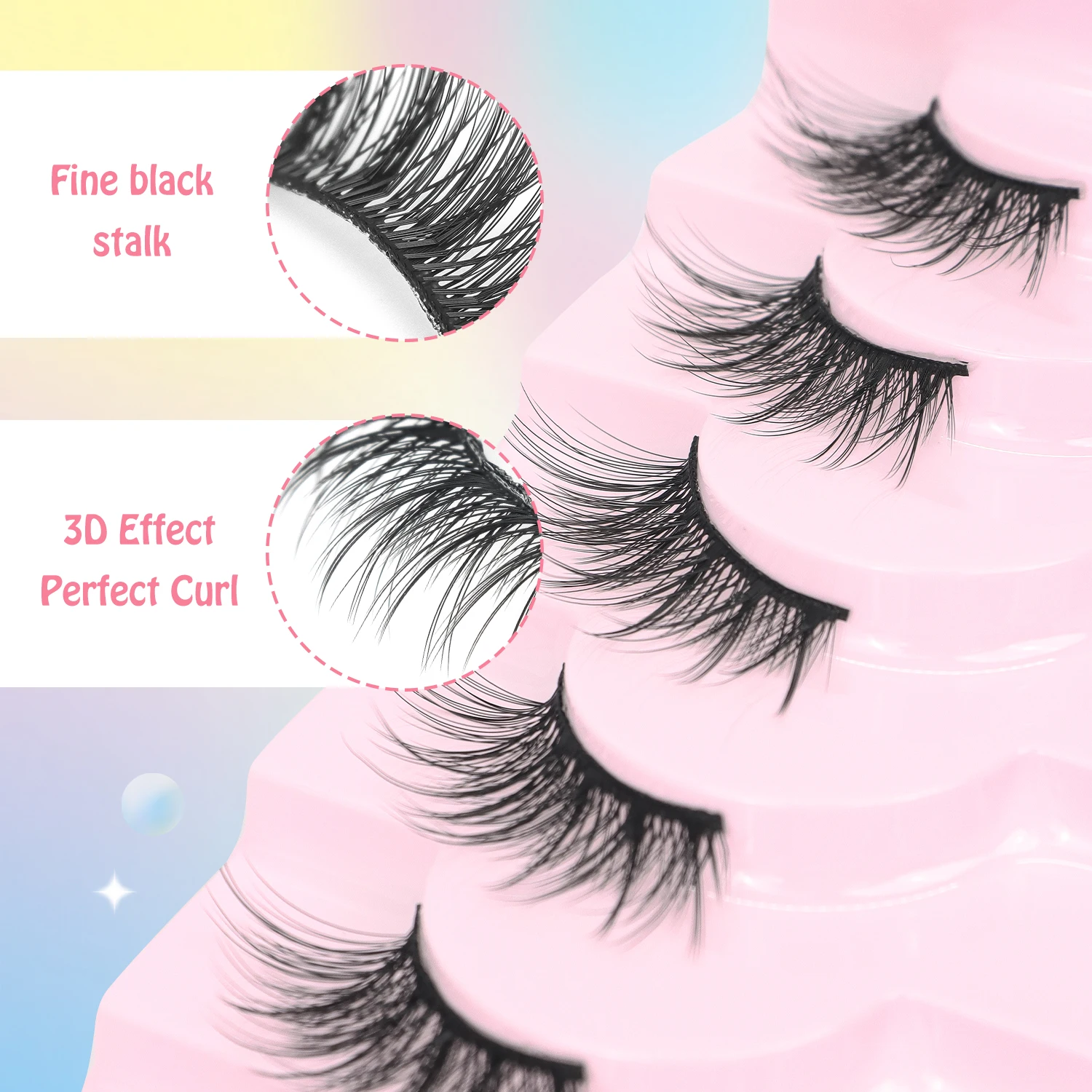 مجموعة رموش صناعية نصف رموش صناعية طويلة وديناميكية باللون الأسود مكونة من 10 أزواج #4