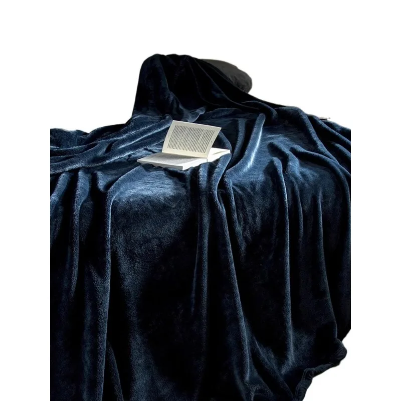 

Light luxury high-end autumn thickened warm soft coral fleece blanket, sofa double nap blanket