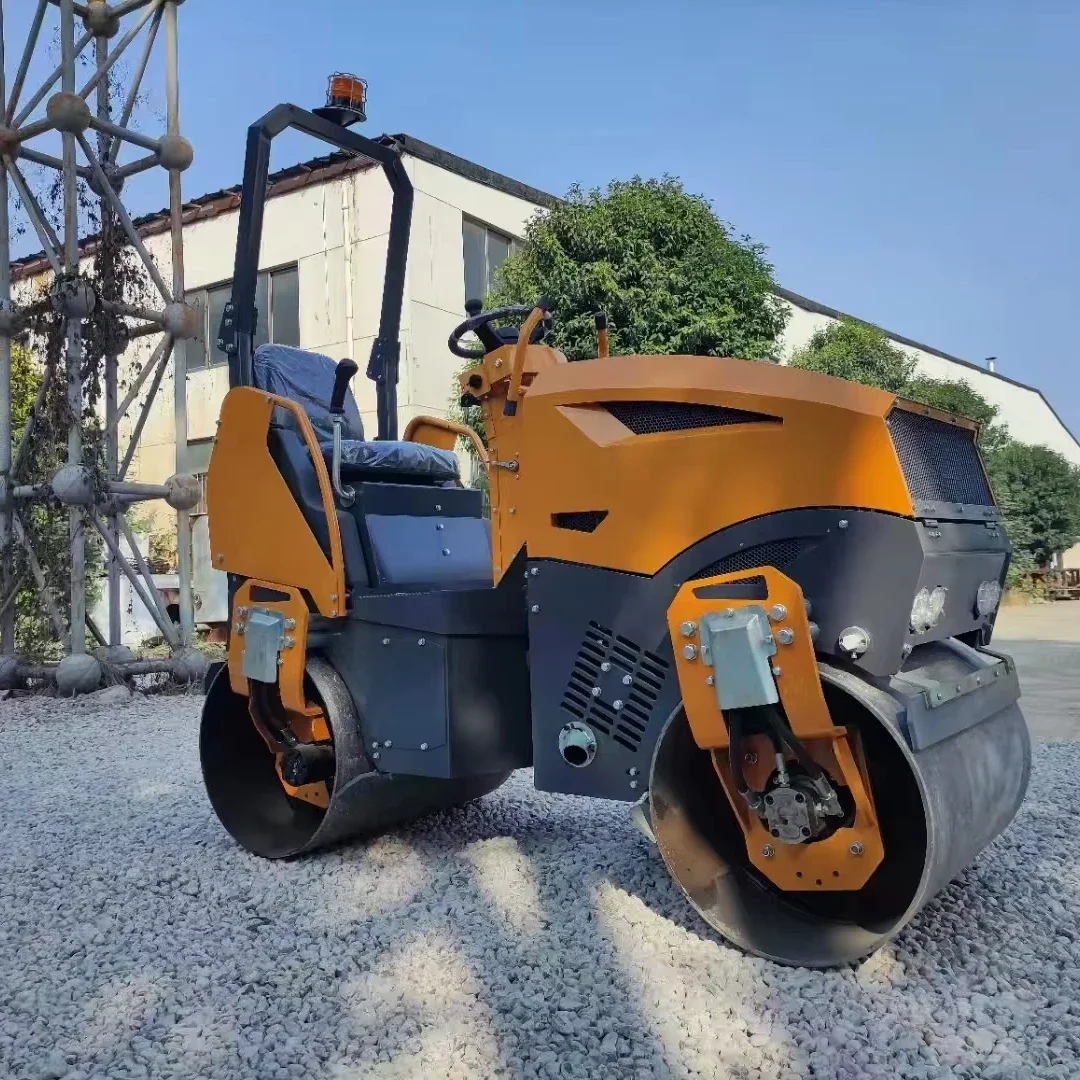 Hot Sale Factory Double Drum Road Roller 1.3 Ton Vibratory Mini Compactor Asphalt Roller