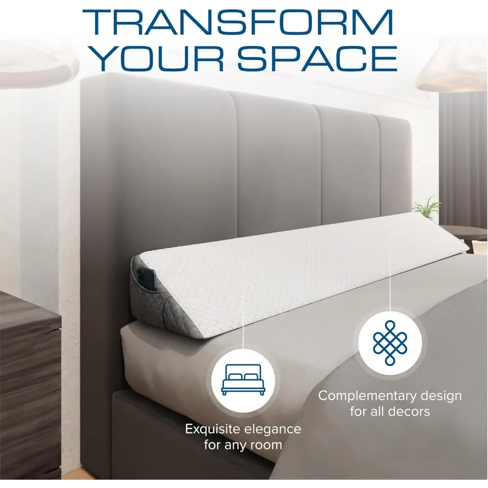 

Wedge Pillow Headboard, Flippable 2 Sided, Instantly Change Your Decor, Mattress Gap Filler Queen