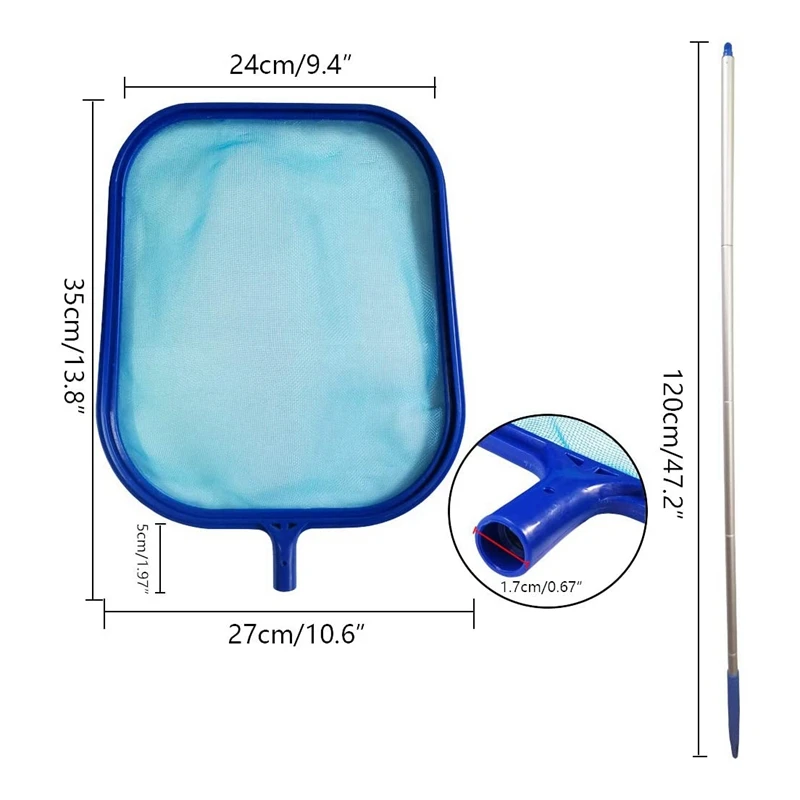 AAAC-6-Piece Swimming Pool Skimmer Net Telescopic Pole Leaf Skimmer Net Swimming Pool Cleaner Supplies Home Use