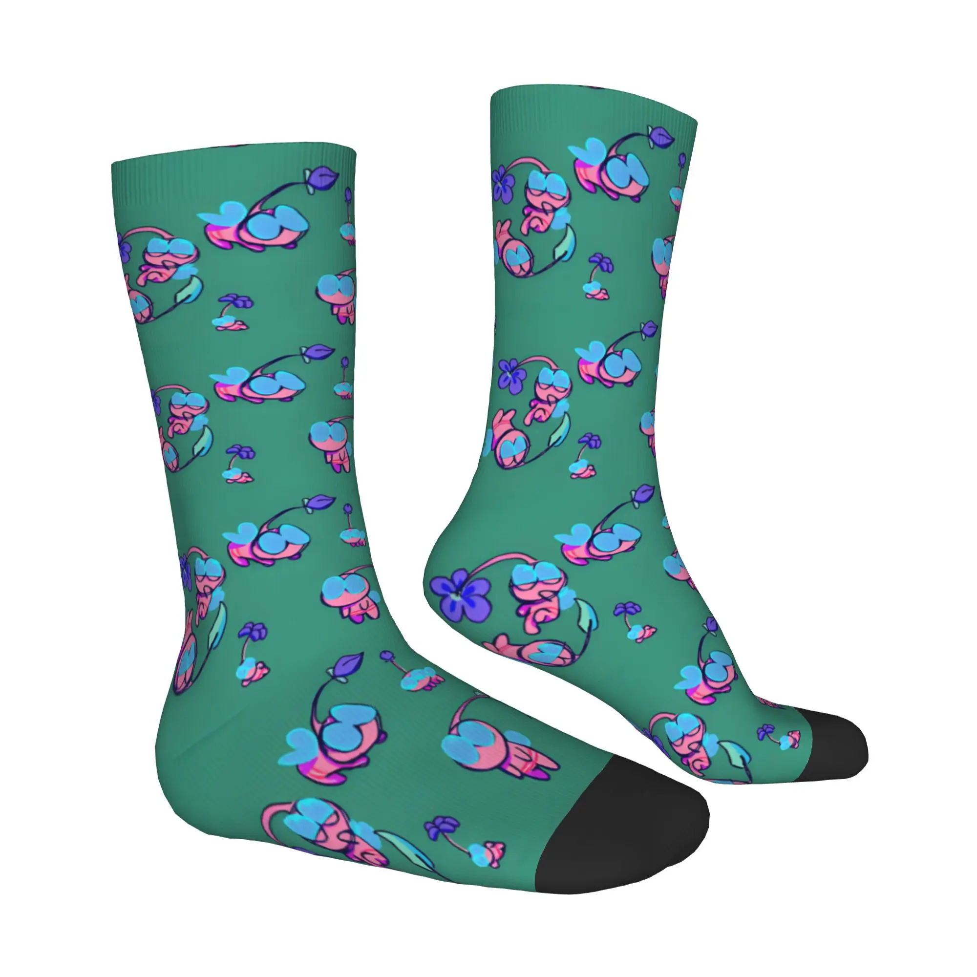 Custom P-Pikmins Anime Cartoon Mens Crew Socks Unisex Funny Video Game Spring Summer Autumn Winter Dress Socks - view 4