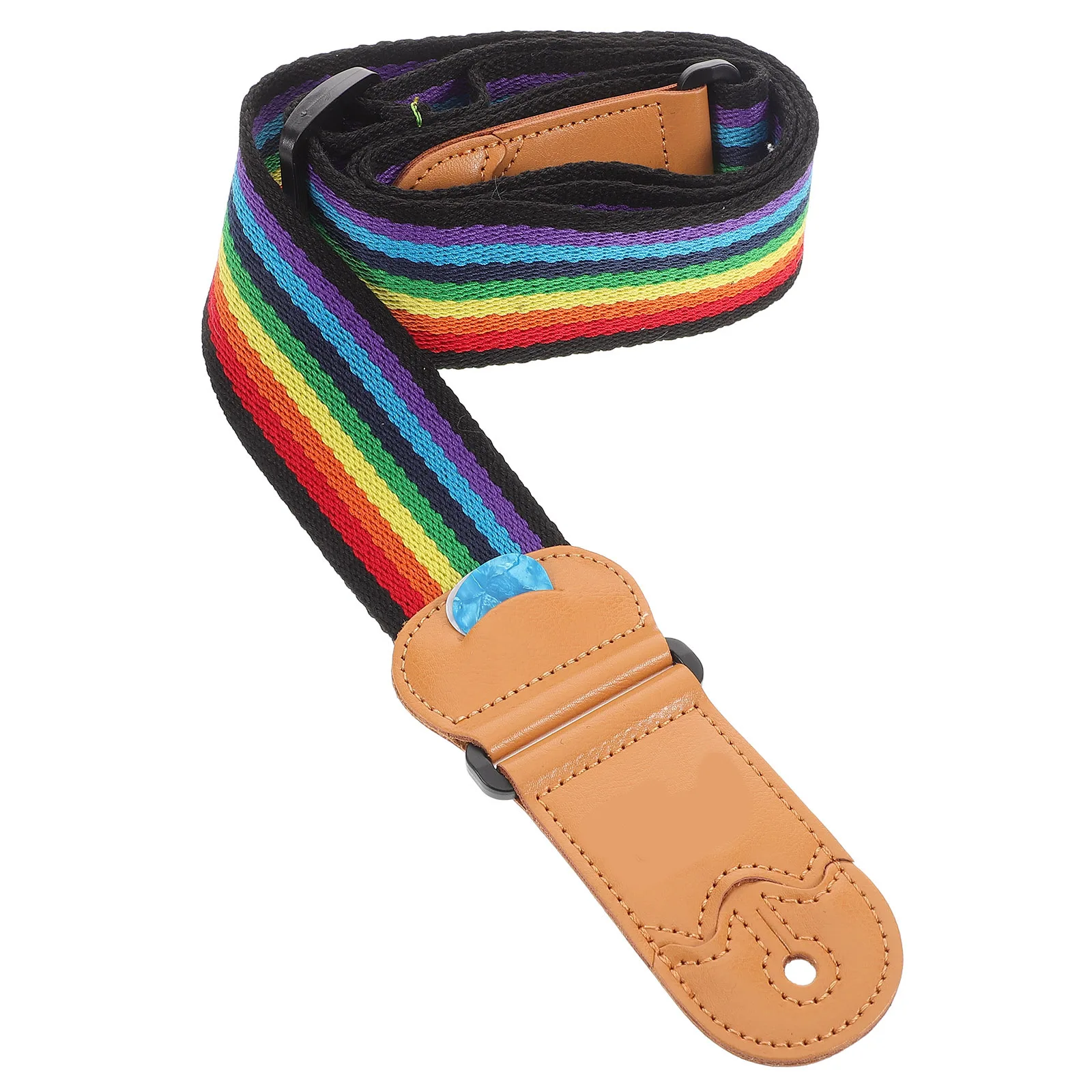 

Rainbow Striped Shoulder Straps Guitar Bass Accessories Belt Cotton Acoustic for Men