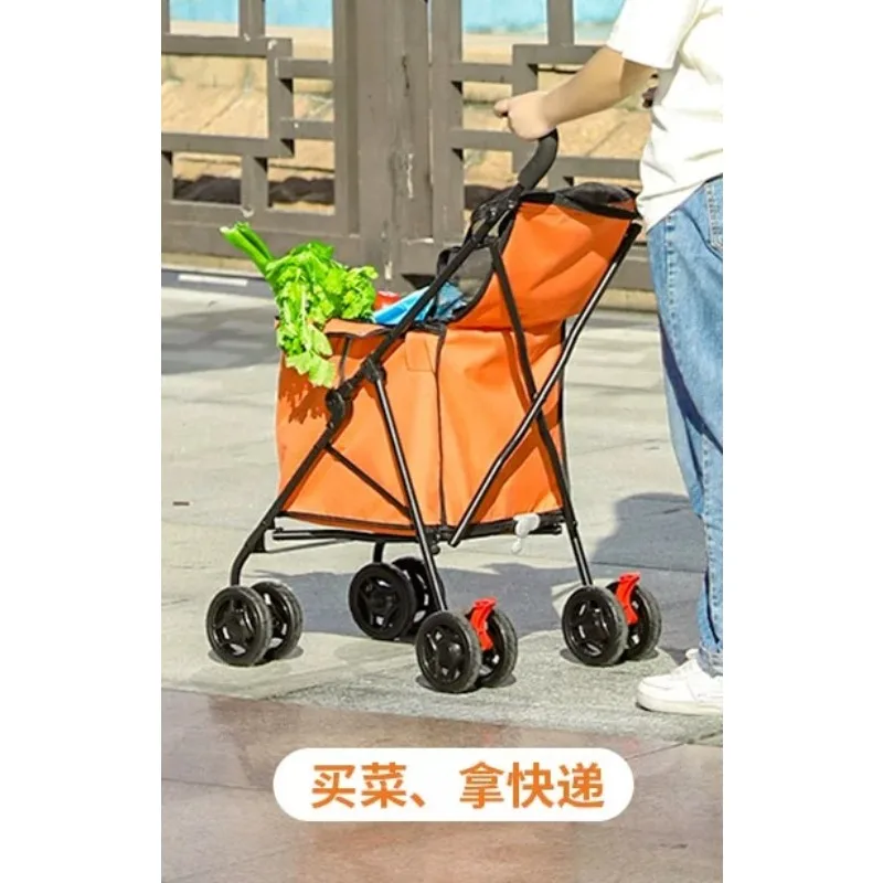 Shopping Cart Light Portable Folding Shopping Cart Trolley Trailer Trolley Camping Stall Pulling Goods Pick Up Express Trolley