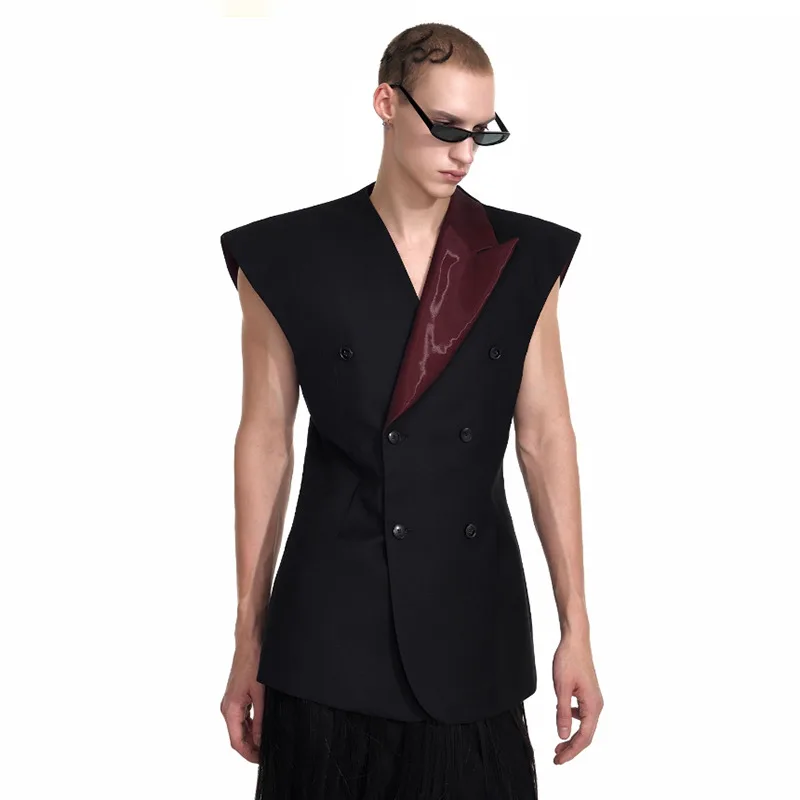 LUZHEN Fashion Original Personalized High Quality Sleeveless Vest Coat Men 2025 New Double Breasted Street Male Waistcoat JY4030