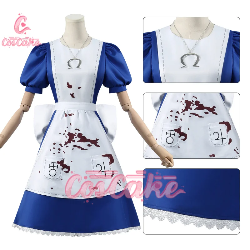 Anime Alice Princess Dress Maid Apron Dress Game Madness Returns Alice Cosplay Costume For Women Girls Halloween Party