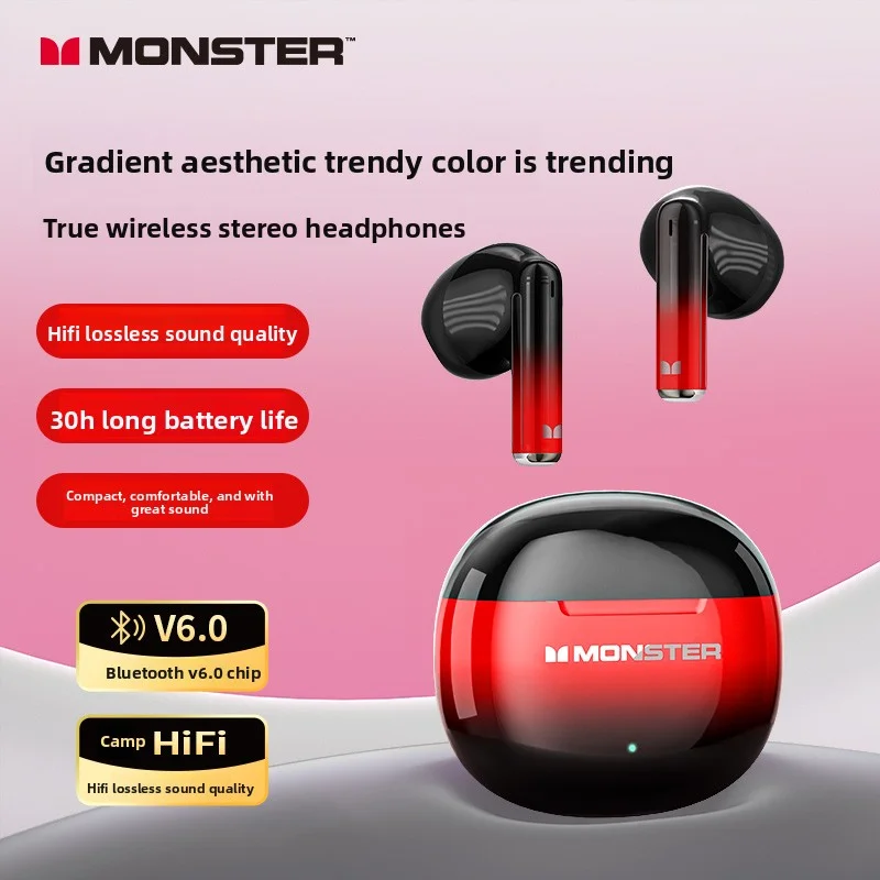 

Наушники MONSTER GT37 TWS Bluetooth5.3, беспроводные наушники с активным шумоподавлением, стереозвук, игровая гарнитура для Android iOS