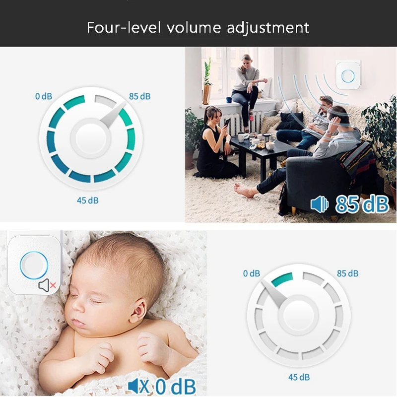 Wireless Waterproof Doorbell Easy To Install Remote Doorbell Suitable For Home Villa Office Building,EU Plug