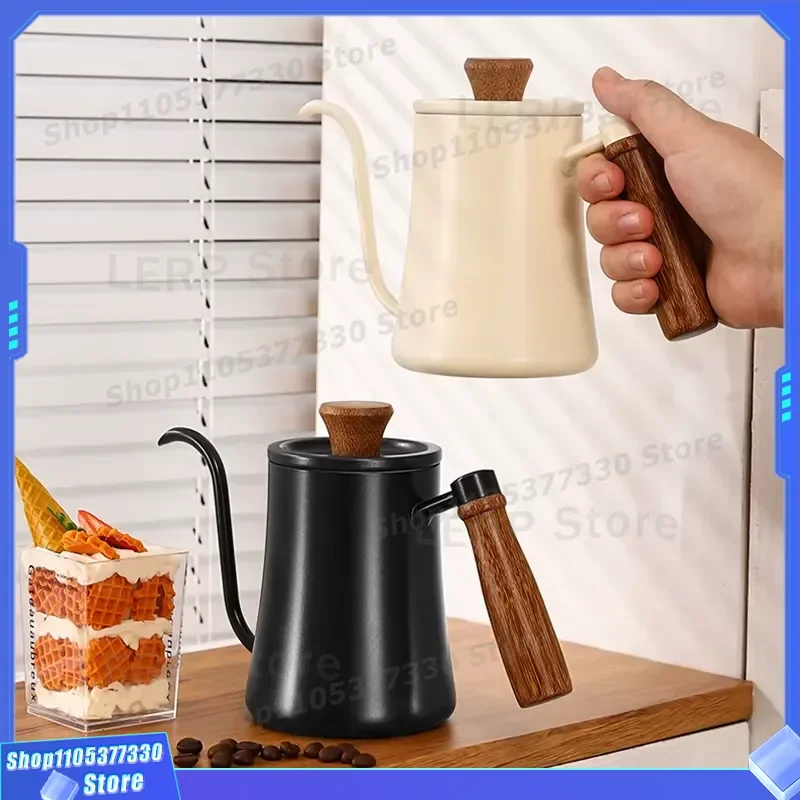 Stainless Steel Gooseneck Coffee Kettle with Thermometer and Inner Scale Long Spout Pour Over Drip Pot for Home Barista