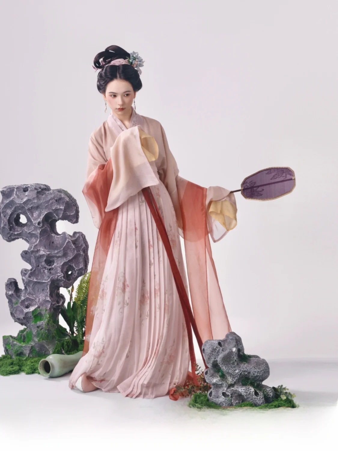 

Оригинальное женское ханьфу angYaoju, весенне-летнее, розовое, юбилейное издание, с росписью, в стиле «Сто складок»