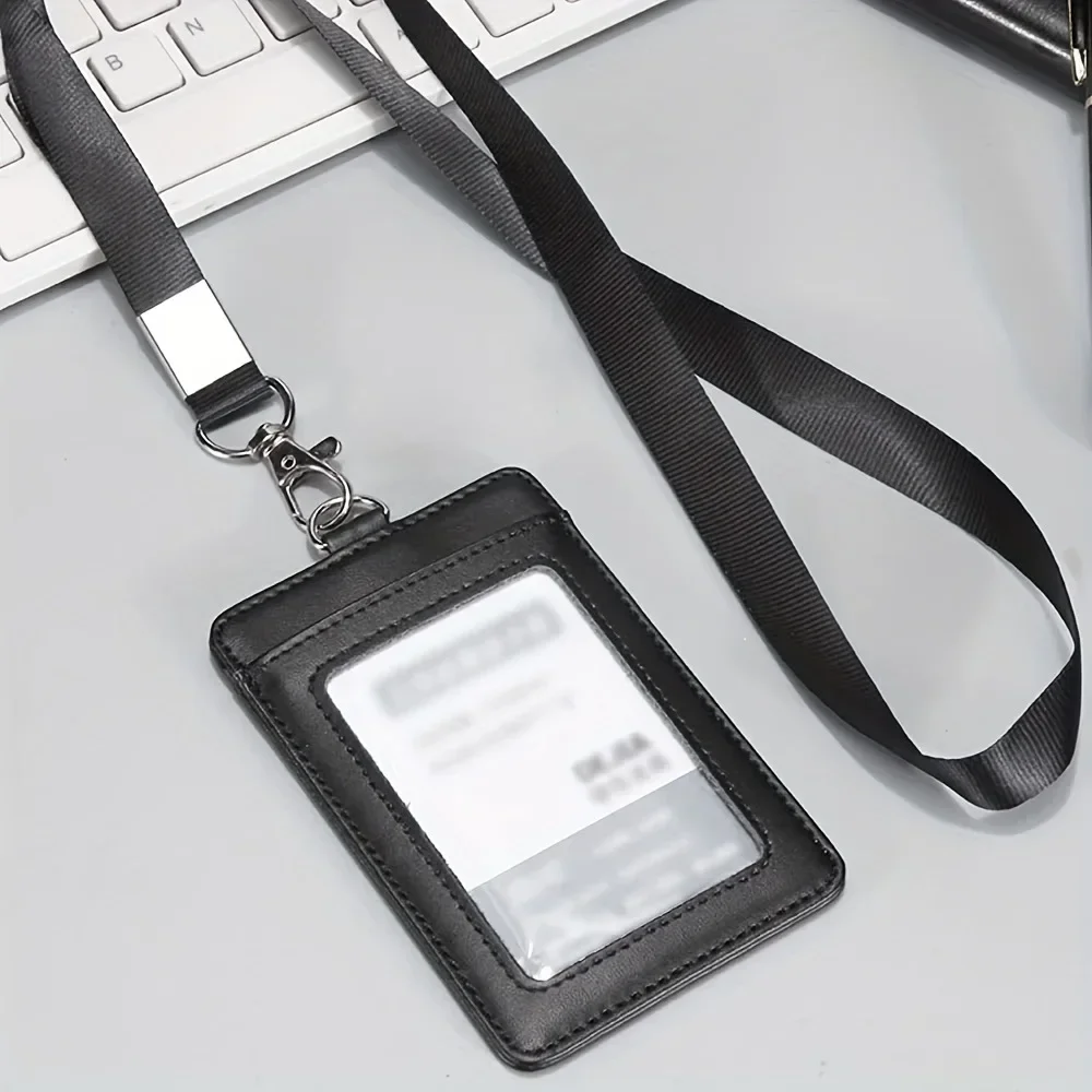 Frauen Männer Schwarz Lanyard Abzeichen Halter Beutel ID Halter mit Umhängeband ID Karte Halter Kreditkarte Halter Fall tasche – Detail 15