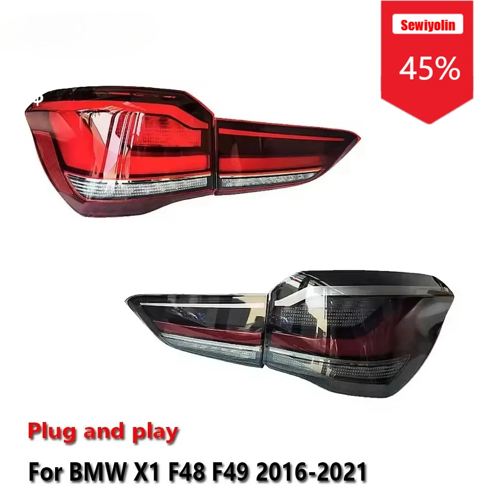 

Sewiyolin Автомобильный светодиодный задний фонарь Автоаксессуары для BMW X1 F48 F49 2016-2021 Авто задний противотуманный фонарь DRL Тормозной указатель поворота Plug and Pla