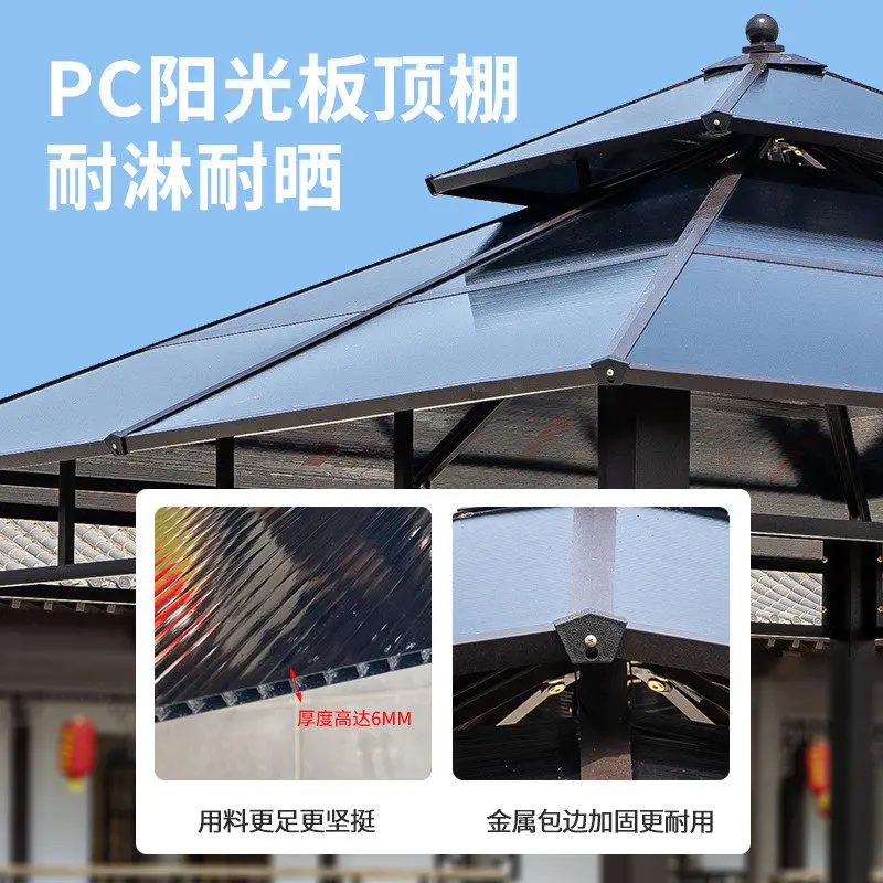 Outdoor gazebo courtyard villa garden awning outdoor terrace four corner pavilion barbecue leisure pavilion
