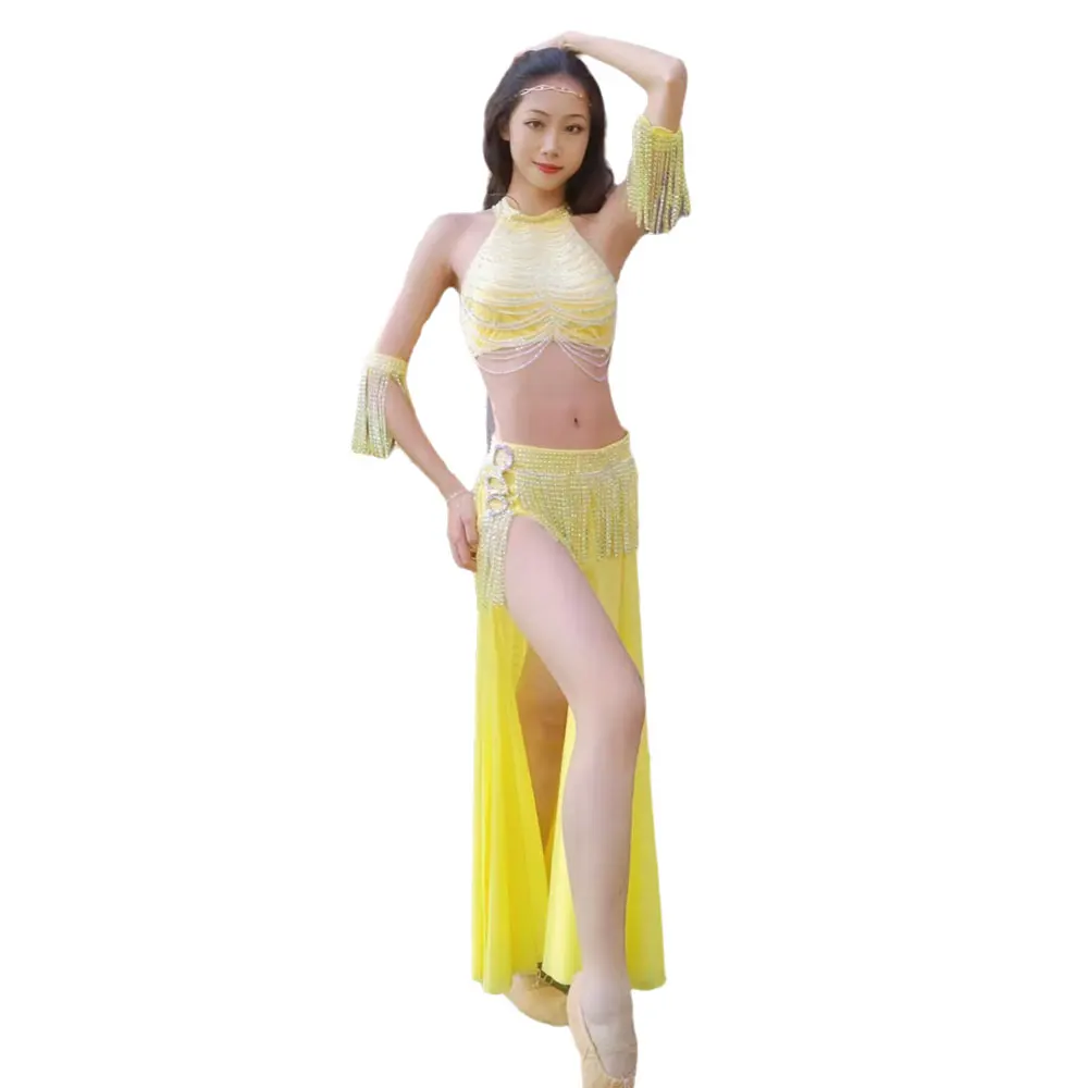 

Latin Dance Diamond Women's High end Customized Crystal Diamond Chain Belly Dance Samba Dance Skirt Performance Dress