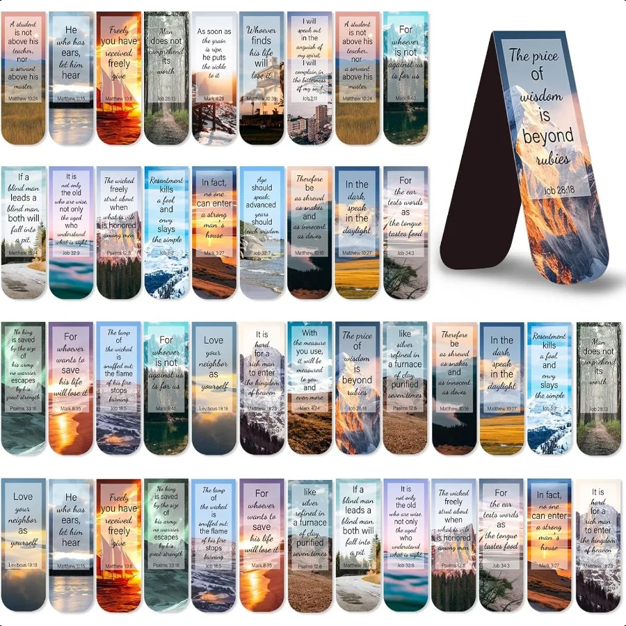 

50 Pack Bookmark Christian Magnetic Bookmarks for Women Men Bible Verse Book Marker Book Lovers Page Markers for Teachers Stude