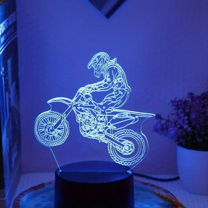 Luz Noturna 3D Motocicleta com Controle de Toque, Lâmpada de Mesa Visual, Luz Noturna, RGB Luz Ambiente, Várias Cores, USB, Presentes