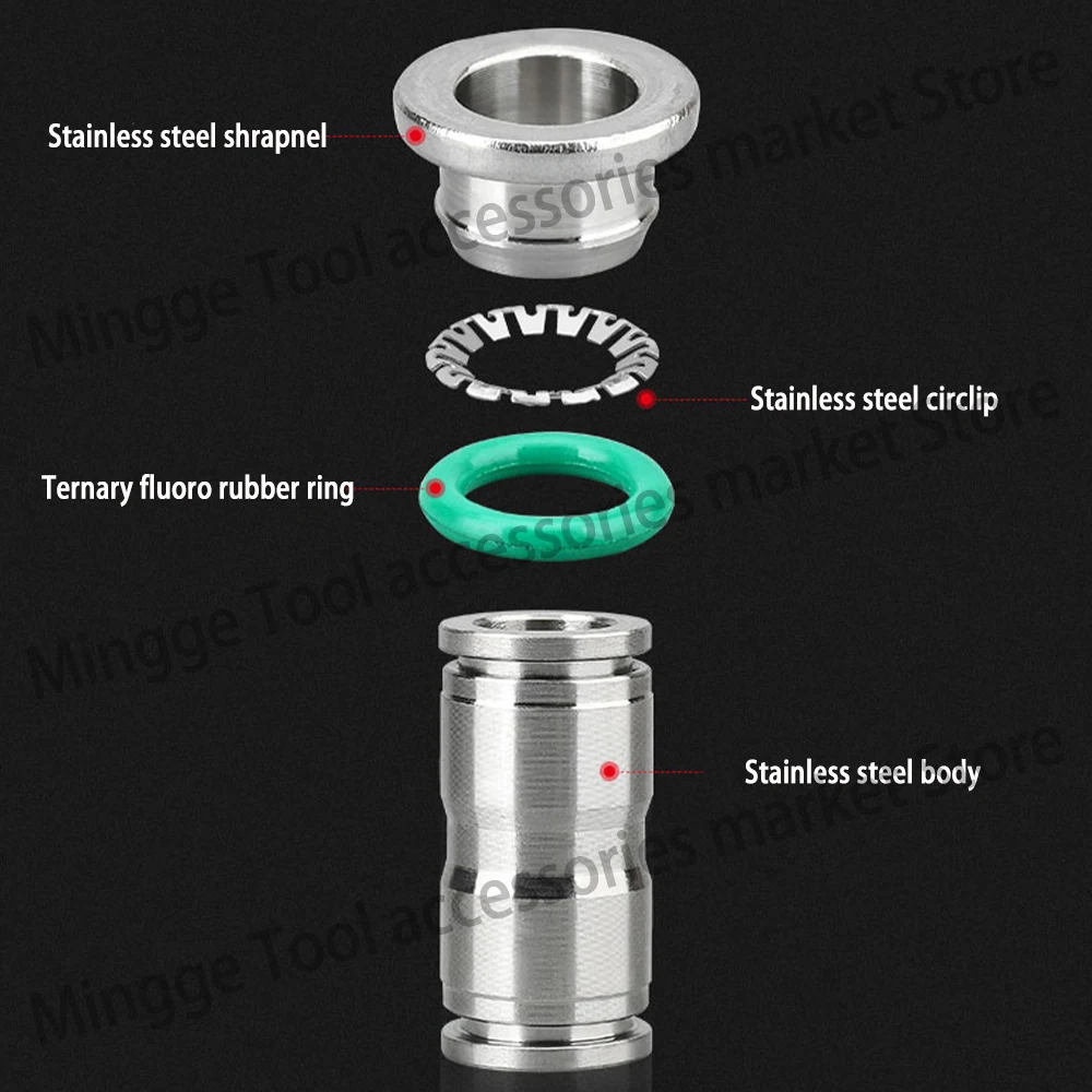 304 Stainless Steel Pneumatic Quick Connector Direct Variable Diameter Connector PU PG Compressor Air-water Hose 6 8 10 12 16MM