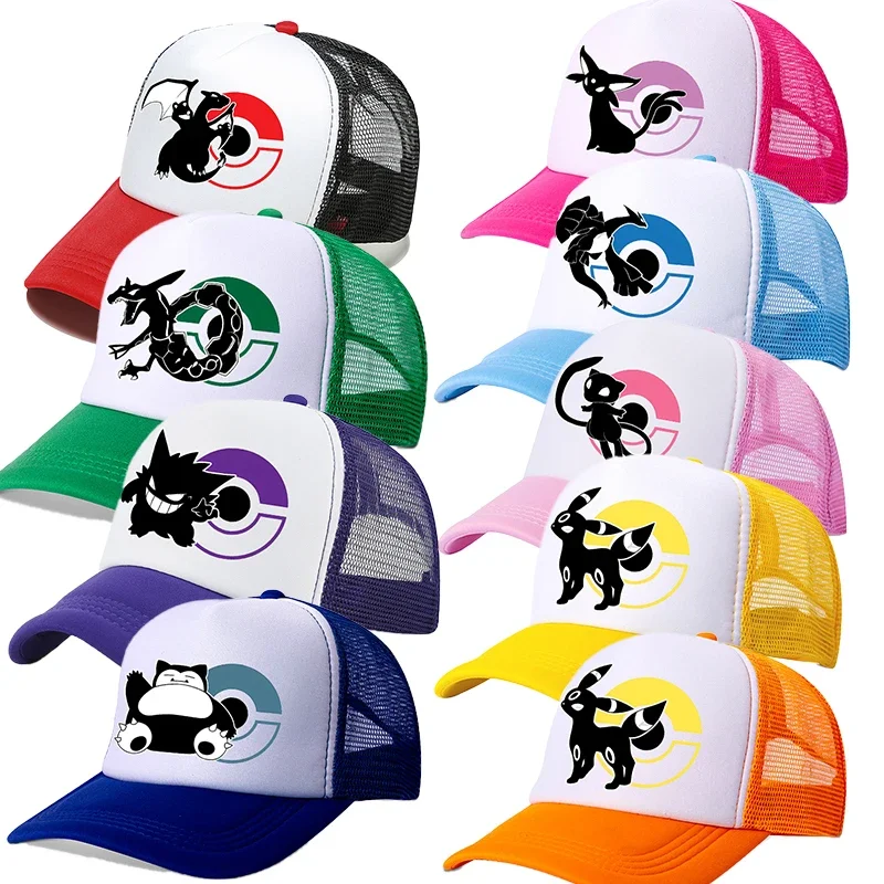 Anime Figure Print Summer Baseball Cap Pok É Mon Cartoon Hat Boy Girl Breathable Hat Kids Sunshade Sunscreen Cap birthday gift