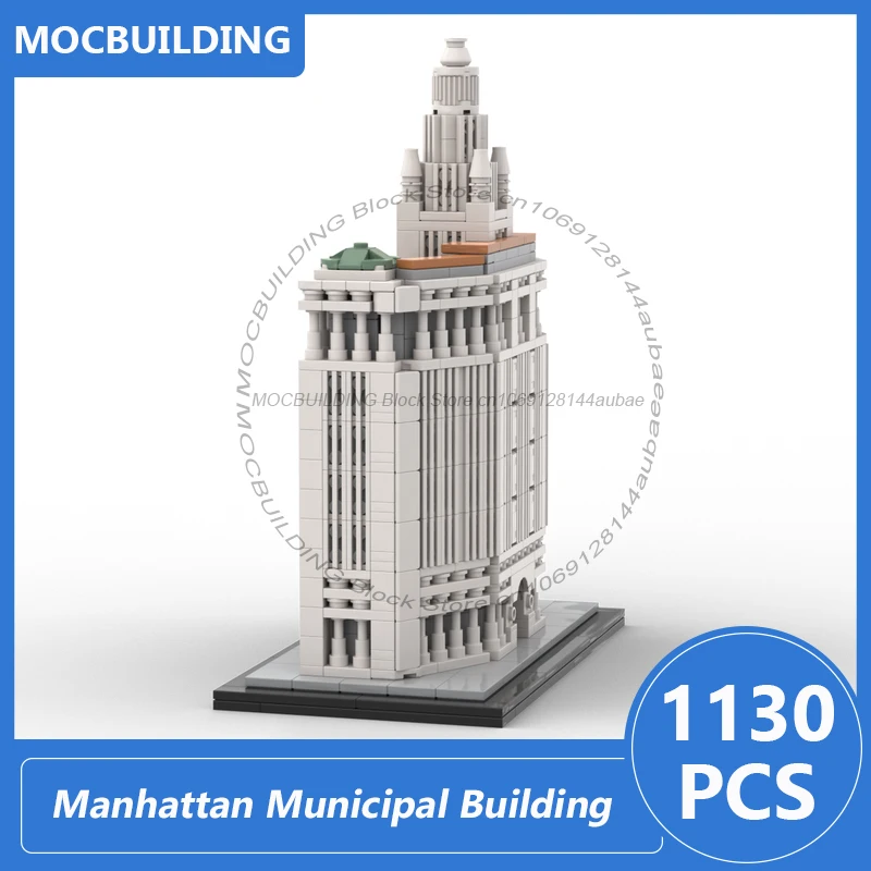 Model architektoniczny budynku miejskiego Manhattan w skali 1:800, klocki Moc, zestaw do samodzielnego montażu, kolekcja klocków, zabawki do ekspozycji, prezenty, 1130 elementów