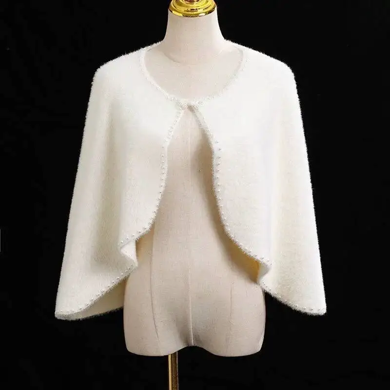 ผ้าคลุมไหล่แฟชั่นประดับลูกปัดขนมิงค์สั้น สไตล์ชุดกี่เพ้า สำหรับงานปาร์ตี้ งานแต่งงาน ผ้าคลุมไหล่ผู้หญิง สำหรับฤดูใบไม้ผลิและฤดูใบไม้ร่วง