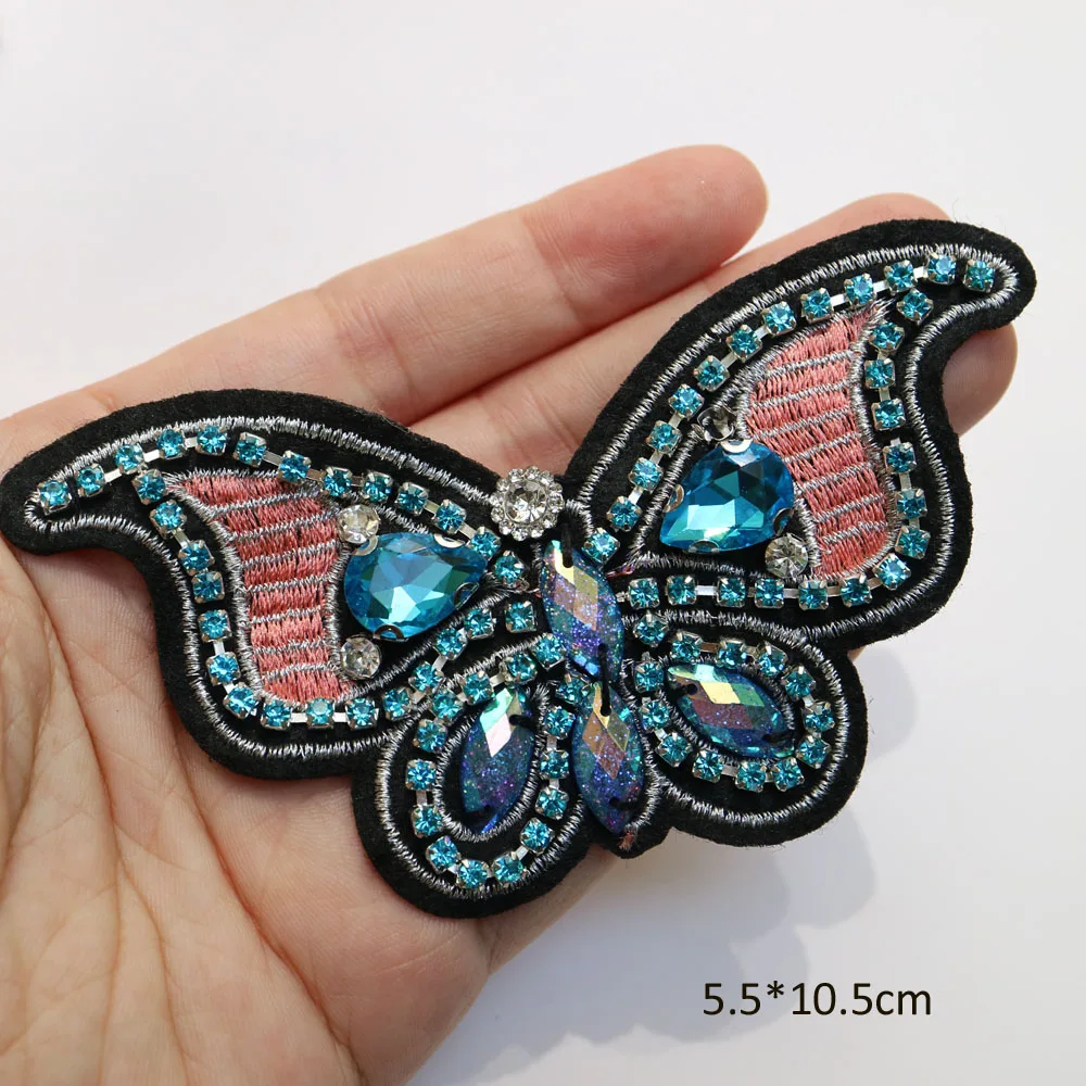 Butterfly beaded patches for clothing Sew on patch bird panda decorative parches bordados para ropa Embroidery applique clothing