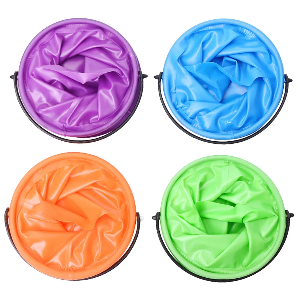 4Pcs Foldable Portable Plastic Brush Washing Bucket for Painting Drawing Fishing Home School Outdoor Use Colorful Design Green