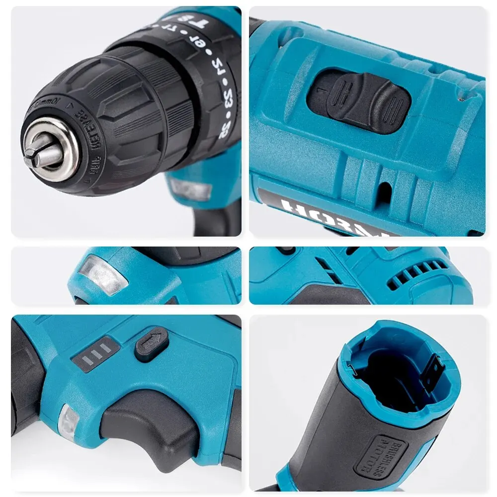 Hormy Brushless Cordless Impact Electric Screwdriver 25+3 Mini Wireless Power Driver Drill Power Tool For Makita 10.8V Battery