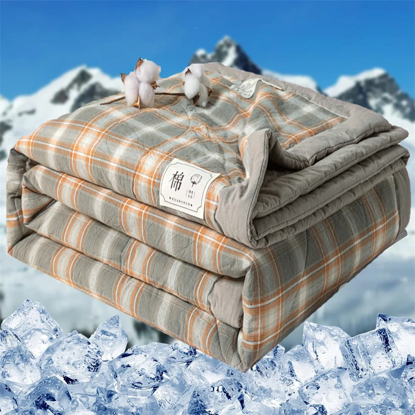 2025 Korean Style 100% Cotton Quilted Summer Quilt Pure Cotton Filling Lightweight Blanket Luxury Washable Thin Comforter Duvet