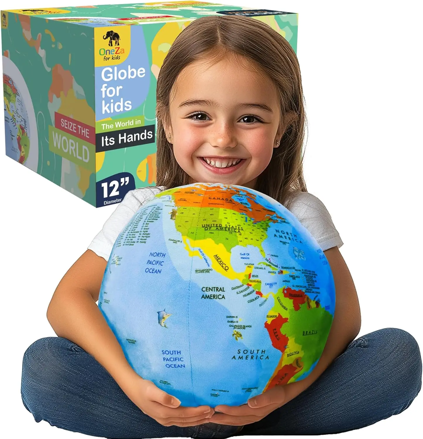 

12-дюймовый мягкий обучающий глобус для детей с картами штатов США и провинций Канады - интерактивная географическая игрушка