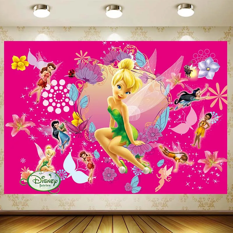 Tinker Bell Background Birthday Party Supplies Silvermist Tapestry Genre Reveal Baby Shower Banner Wed Decor Home Garden Gift