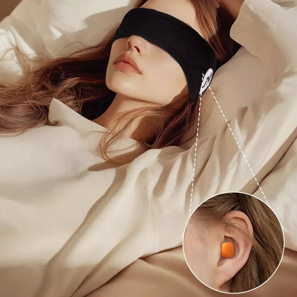 Noise-reducing Sleep Earplugs Adjustable Eye Mask InsulatedEarplugs Earmuffs Travel Insulation Lunch Nap Sound Break Y4M1