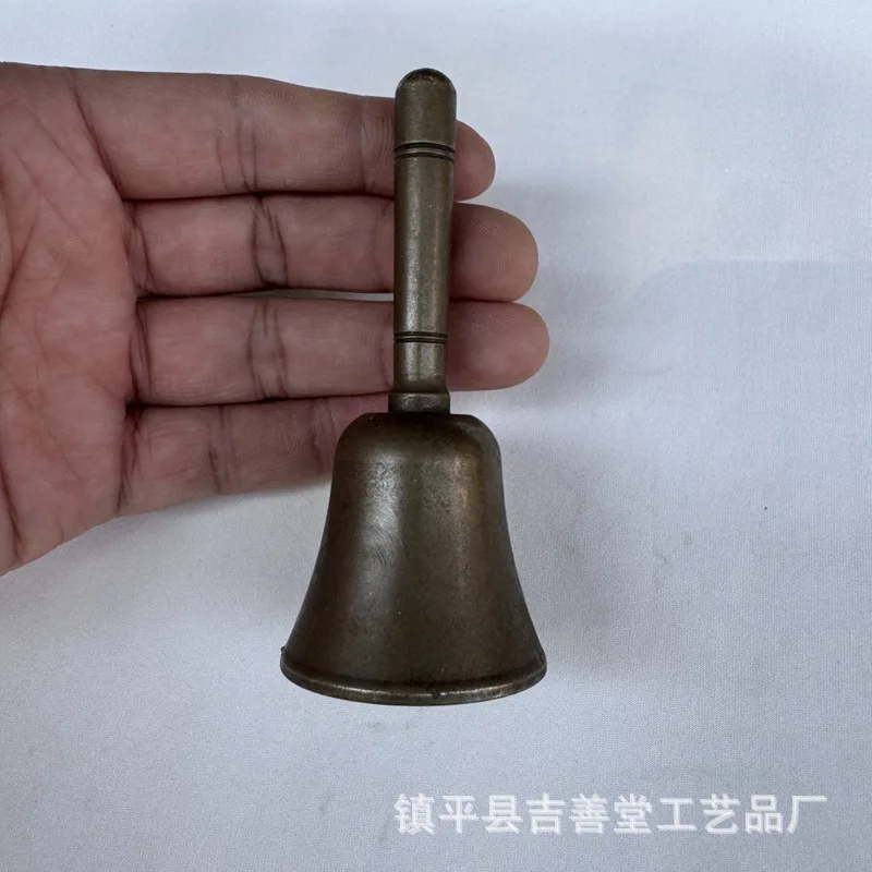 Tibetan Style Brass Vintage Hand-Cranked Bell Copper Bell Vintage Handheld Ornament Home Decoration Craft Figurine