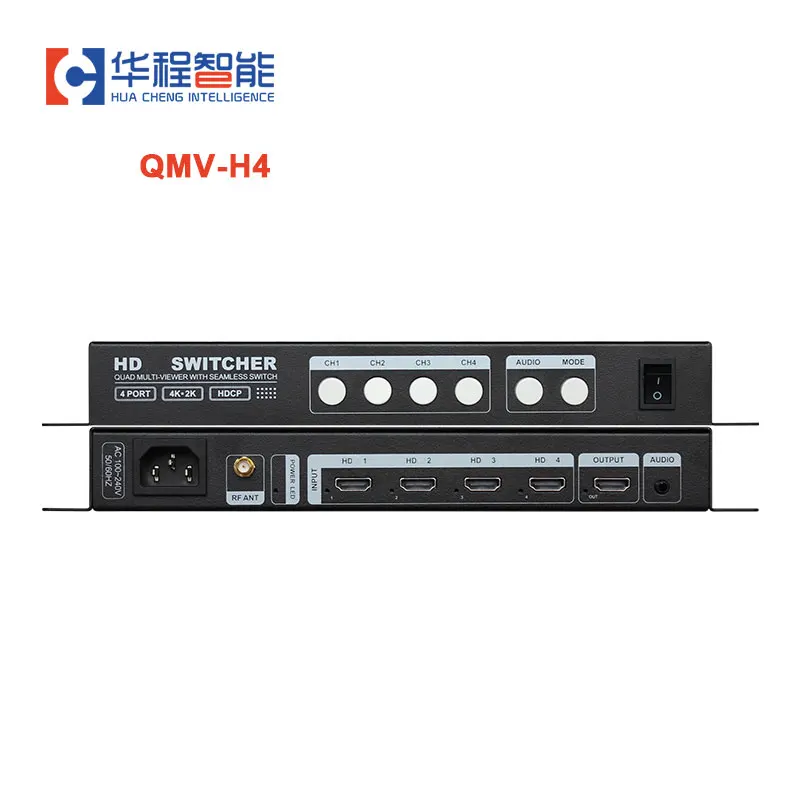 Quad Multi-Viewer 4x1 Switcher 4 In 1 Out HD/4K Video Splitter with Remote Control. Seamless Switching for PC, Camera & More.