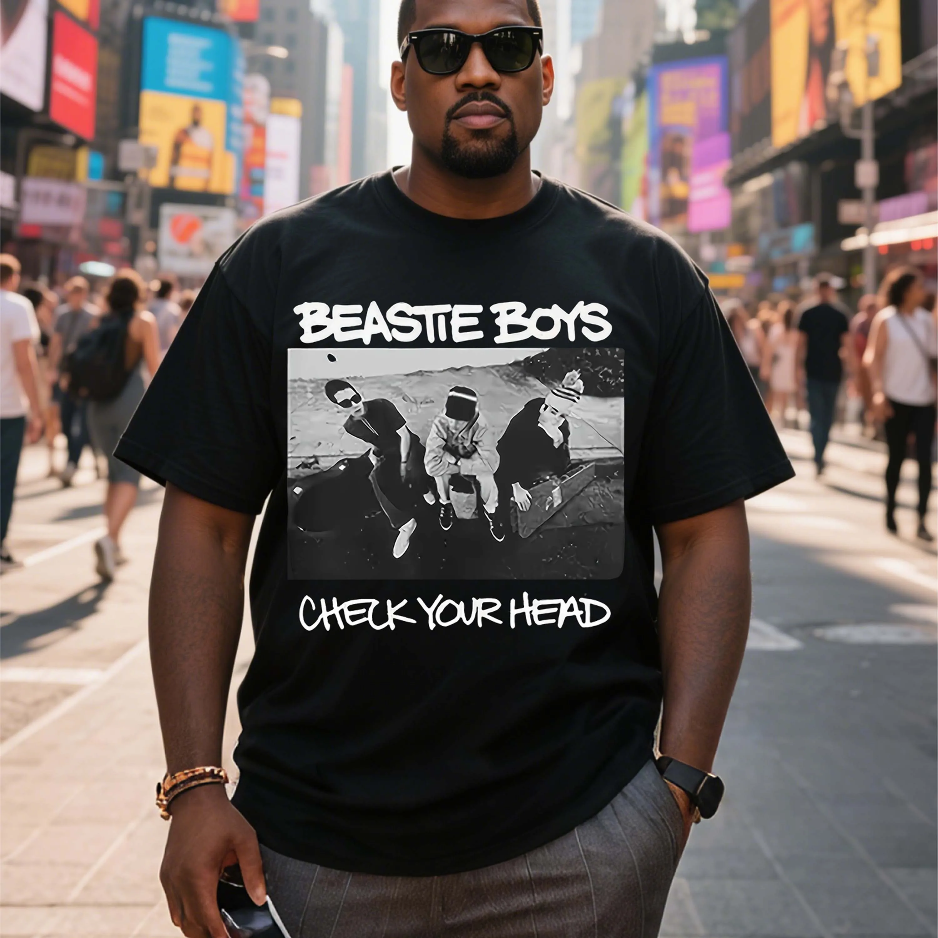 

Черная футболка с короткими рукавами больших размеров Beastie Boys Check Your Head, подходящая для летней одежды для отдыха на открытом воздухе