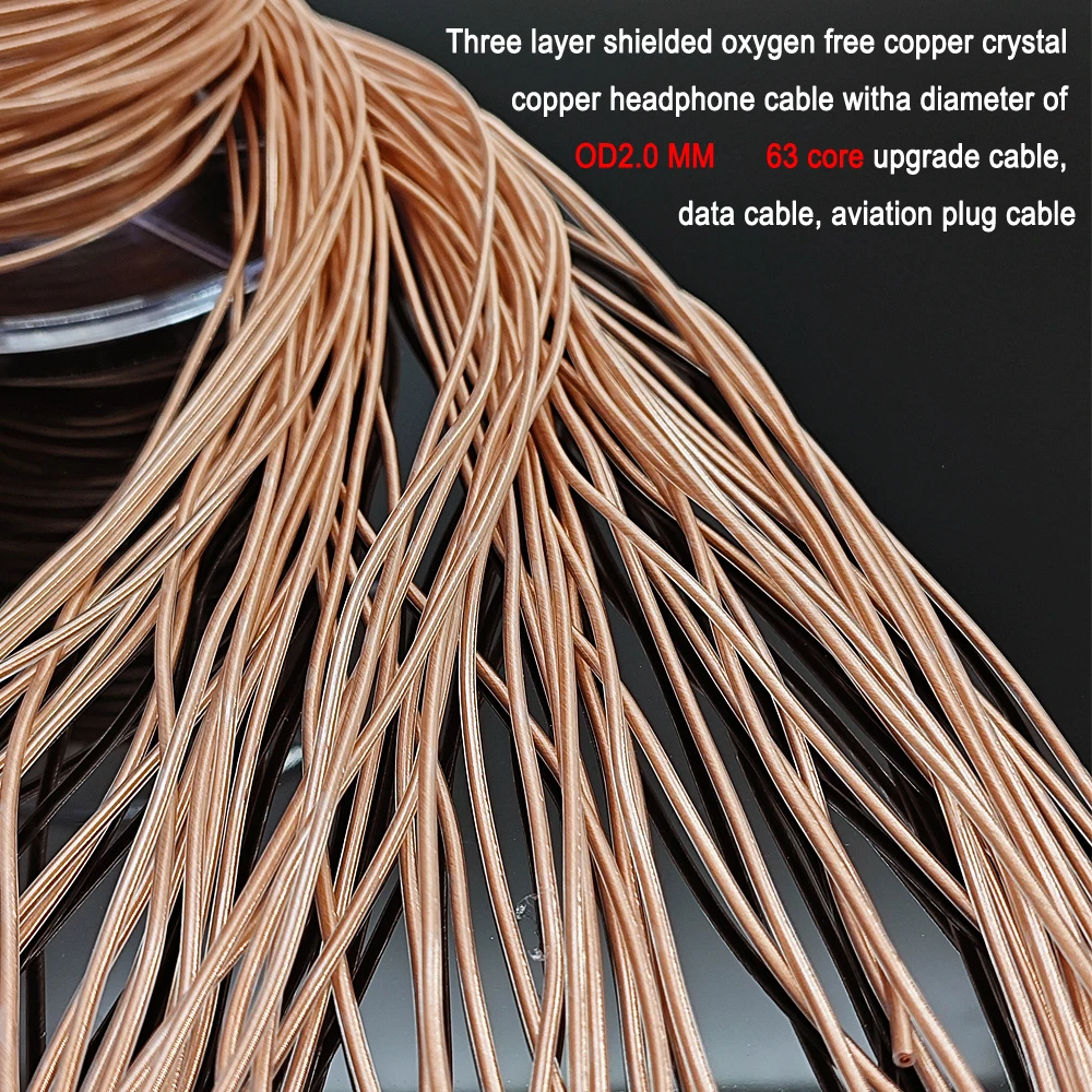 Three layer shielded oxygen free copper+single crystal copper headphone cable, 63 core upgrade cable, data cable, aviation plug