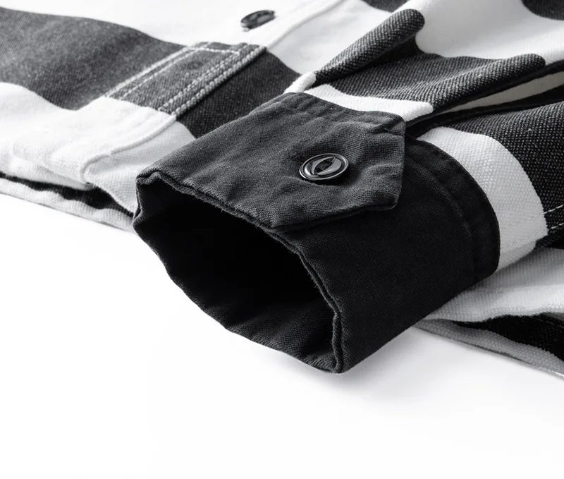 OKONKWO 16 unzen Schwergewicht Gefangene Gestreiften Jacke Dicke Leinwand Motorrad Mantel Outdoor Trekking Camping Jagd AMIKAJI Hemd – Detail 15