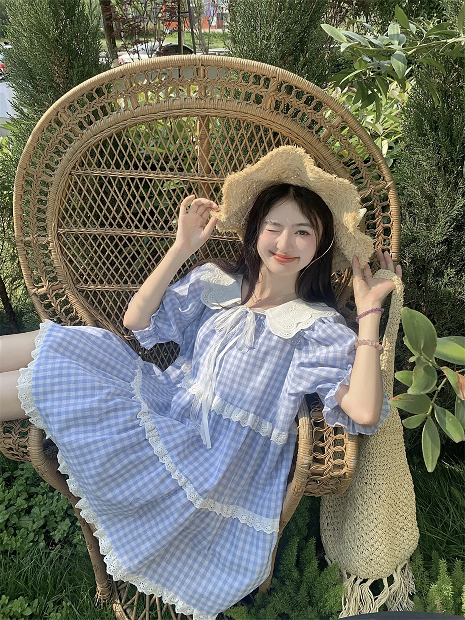 

Платье Vanwenwen Blue Coast Sweet Bow Tie School Dress с короткой юбкой, весна-лето, женское модное платье А-силуэта в милом стиле, повседневная одежда