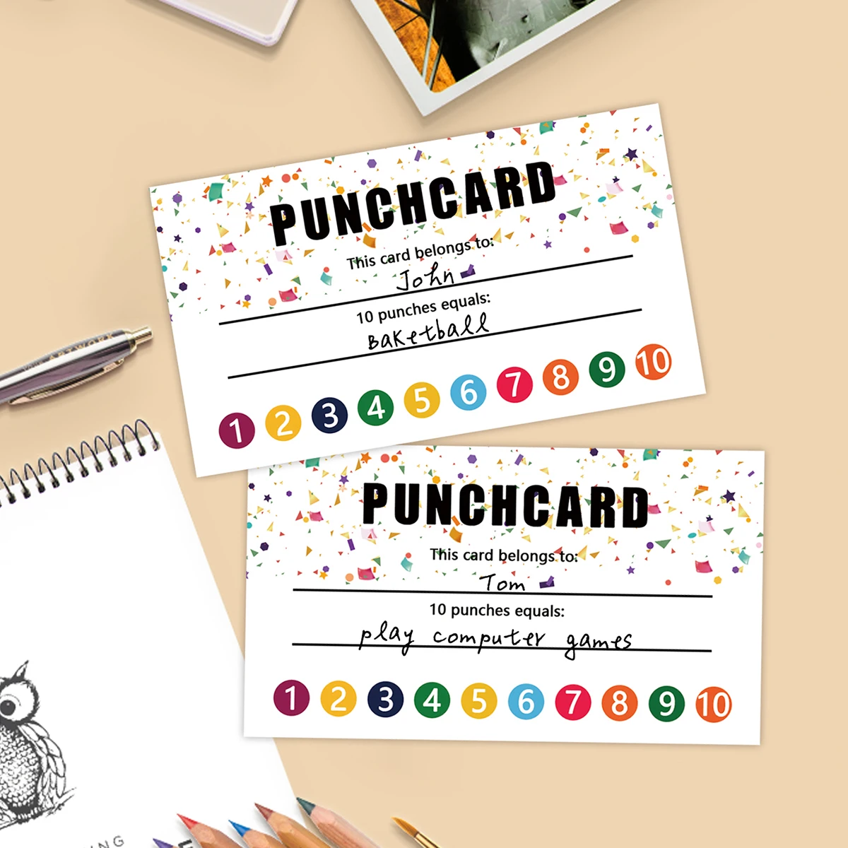 50pcs Punch Cards My Reward Cards, Classroom Student Home Behavior Incentive Decor Motivational Cute Cards Holiday Accessory