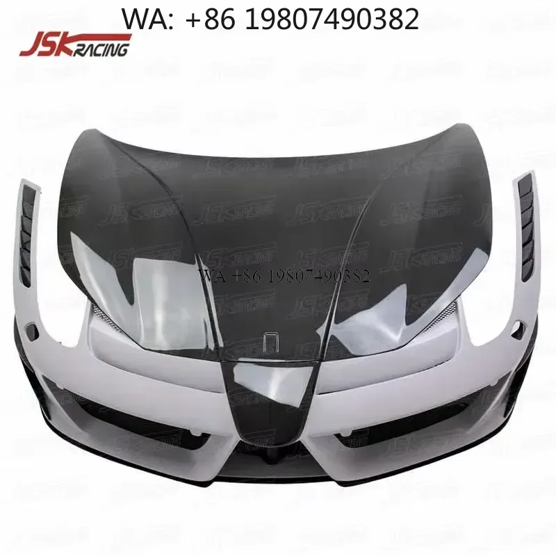 Wmwmnu For 458 Italia Spider Speciale Mans Style Half Carbon Fiber Body Kits Front Bumper and Carbon Fiber Hood Car