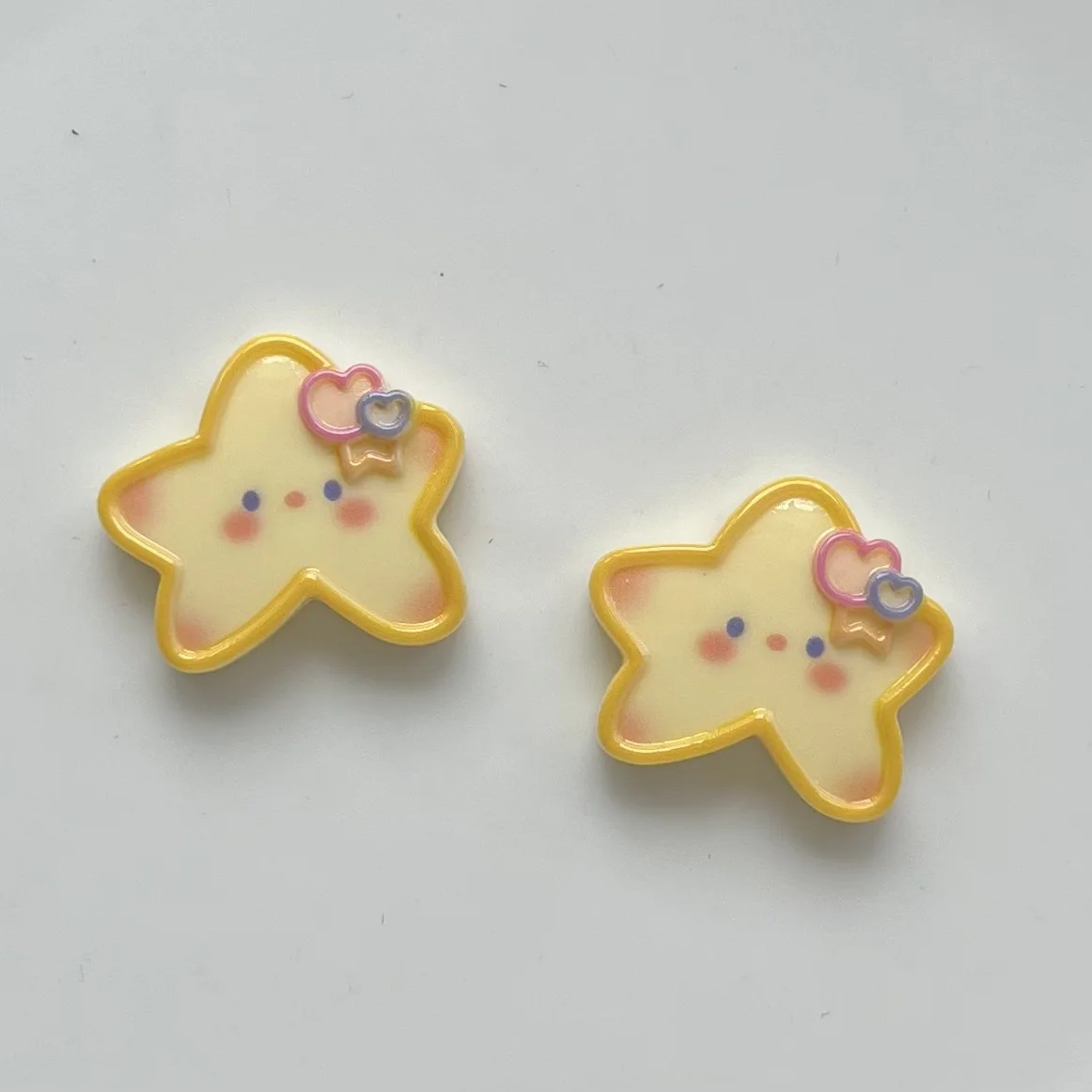 5pcs miniso series cute yellow star cartoon resin flatback cabochons diy crafts materials jewelry making charms