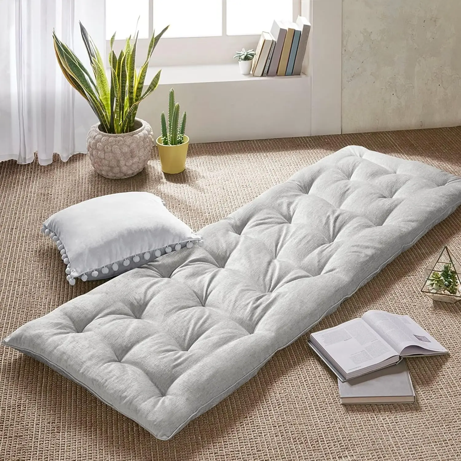 

Intelligent Design Edelia Foldable Poly Chenille Light Weight Lounge Floor Pillow Cushion Tufted Seat For Meditation, Game