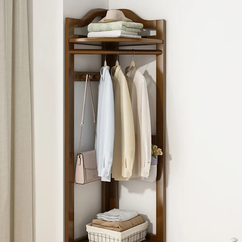 Corner Clothes Rack Stand Wooden Floor Multifunctional Coat Rack Living Room Storage Guarda Roupa Furniture Entrance Hall