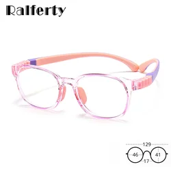 Ralferty TR90 Child Eyeglass Frame Silicone Hinge Girl Boy Kids Anti Blue Glasses Flexible 0 Diopter Prescription Optic Frame