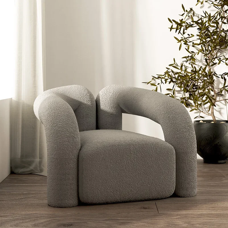 Luxury modern Nordic single sofa chair white wool casual convertible fabric living room furniture interior