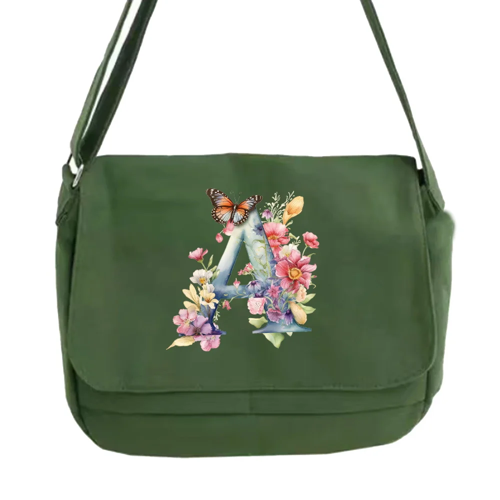 2023 Trend Large Capacity Travel Multifunctional Butterfly Letter Printing Male/Female Crossbody Bag Casual Canvas Shoulder Bag