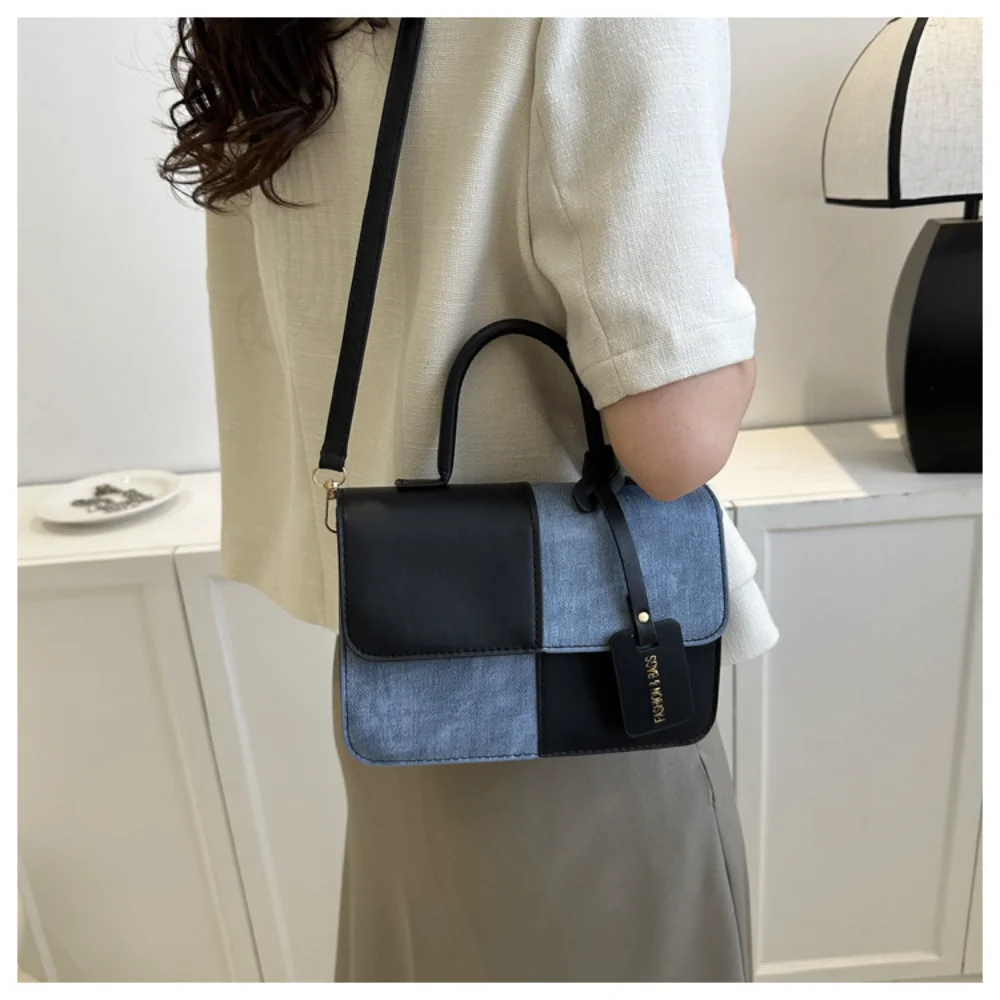 High Quality Patchwork Color Contrast Small Square Bag Female Texture Simple Crossbody Bag Fashion Shoulder Bag