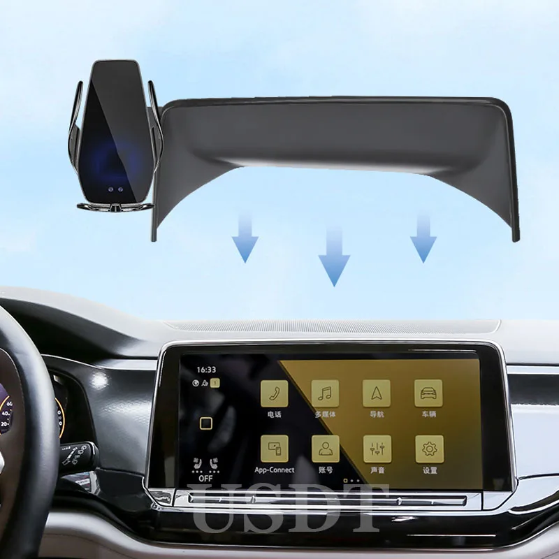

Fit for Volkswagen Atlas 2024 2025 Accessories Car Mobile Phone Holder GPS Navigation Bracket Wireless Charger
