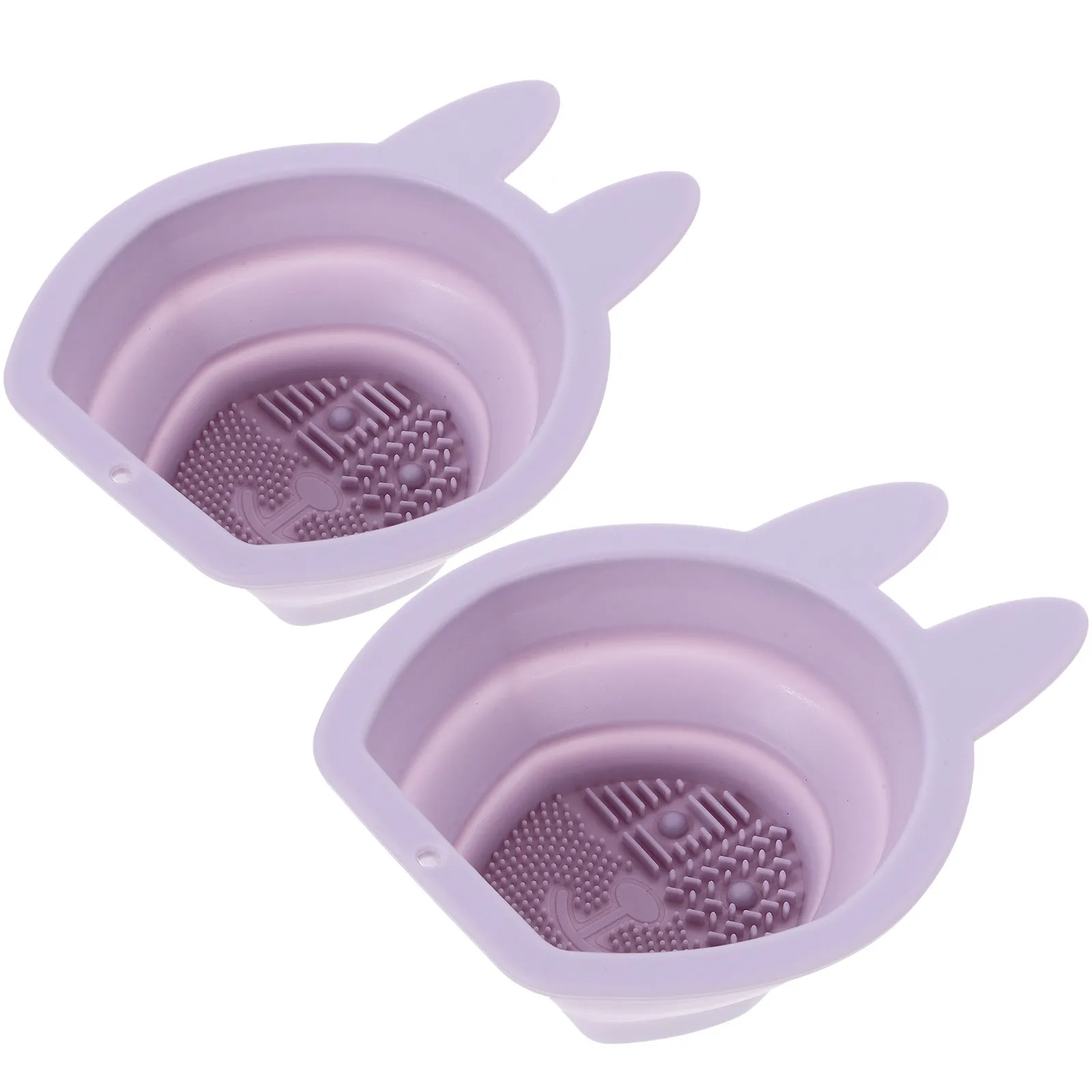 2Pcs Folding Silicone Bunny Makeup Brush Cleaners Hanging Brush Sponge Puff Storage Cleaner Household Bathroom