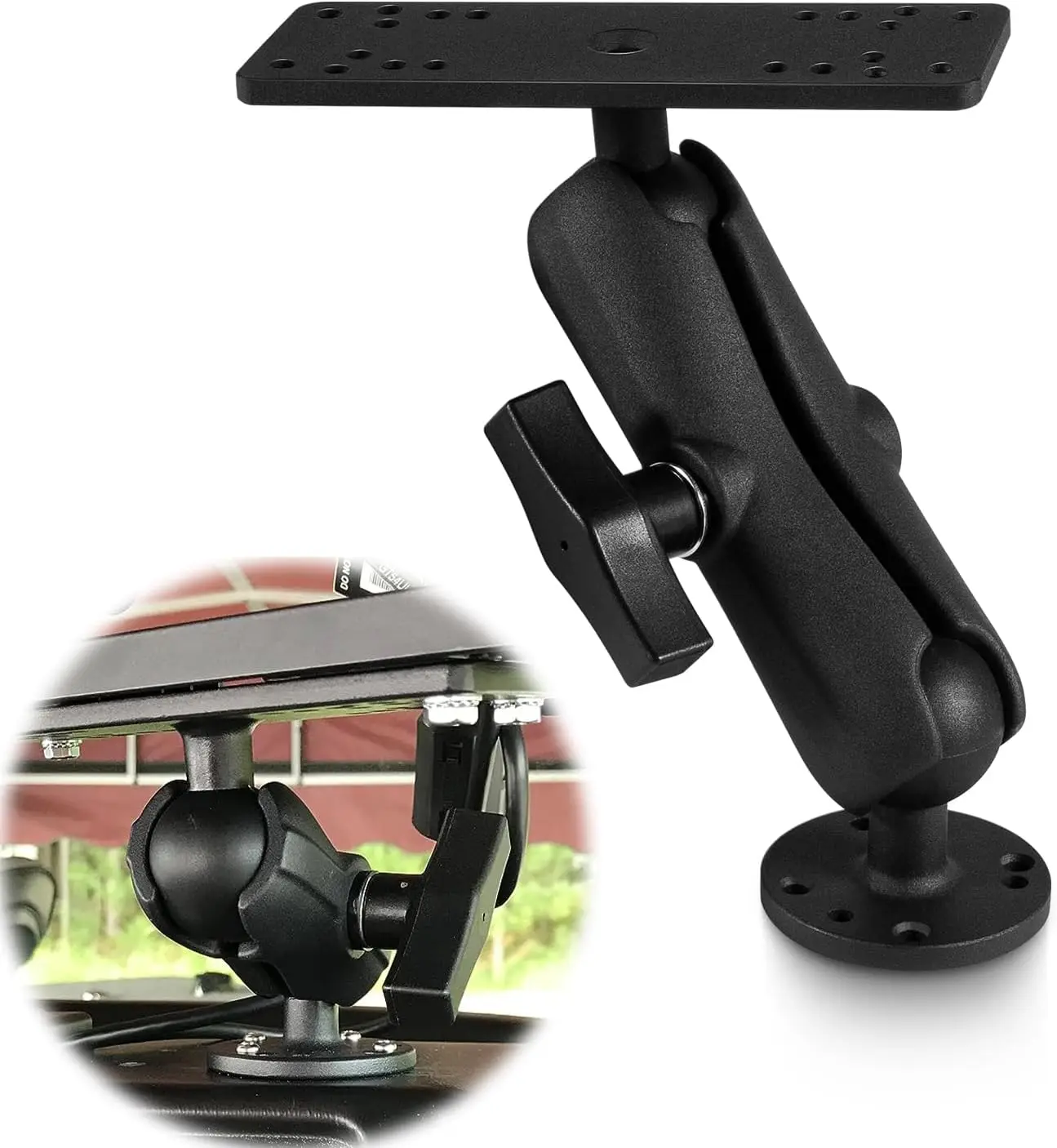 

Aluminum Fish Finder Gimbal Mount 1.5' Ball for Garmin, Lowrance, Humminbird - 360° Rotation ±90° Tilt Adjustable